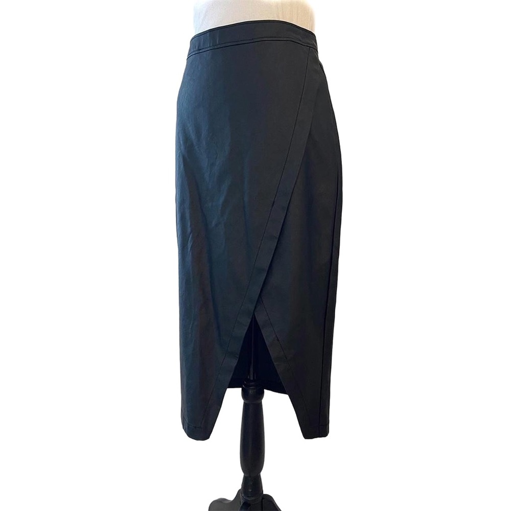 Abercrombie & Fitch Faux Wrap Skirt | Black Vegan Leather